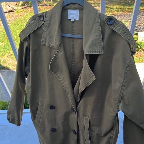 Brand /Silence and Noise/ Size /Small Petite Olive green trench coat.Sleeve 20” - Picture 5 of 7